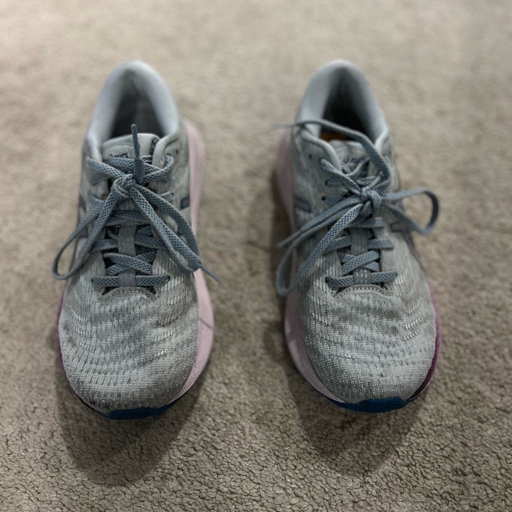 ASICS Women's Gray and Pink Running Shoes